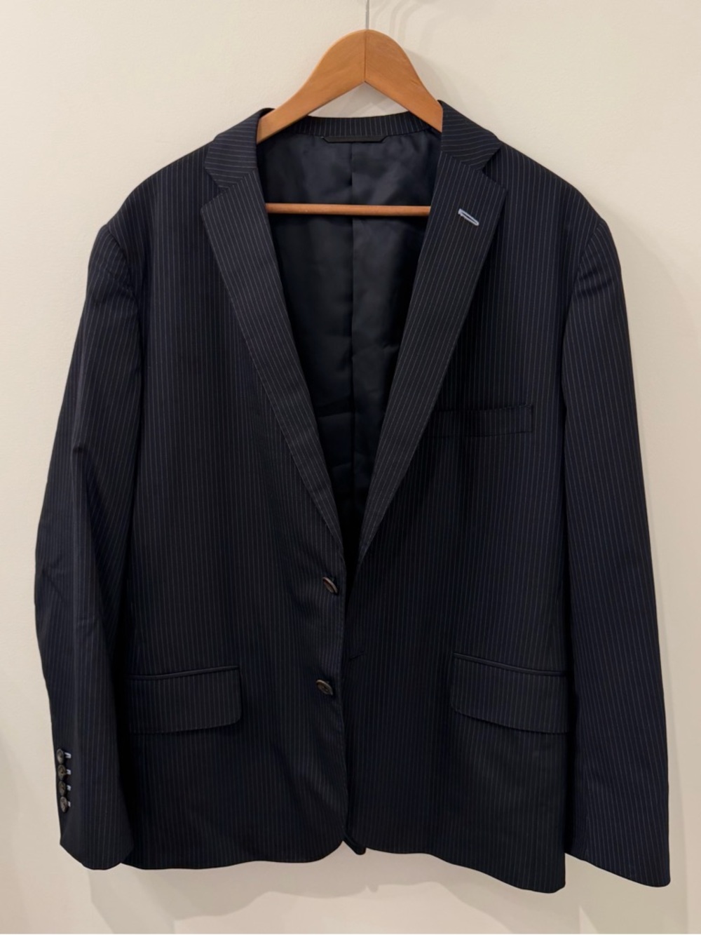 Holland & Sherry Saville Road London Navy Light Blue Pinstripe Blazer, 46R